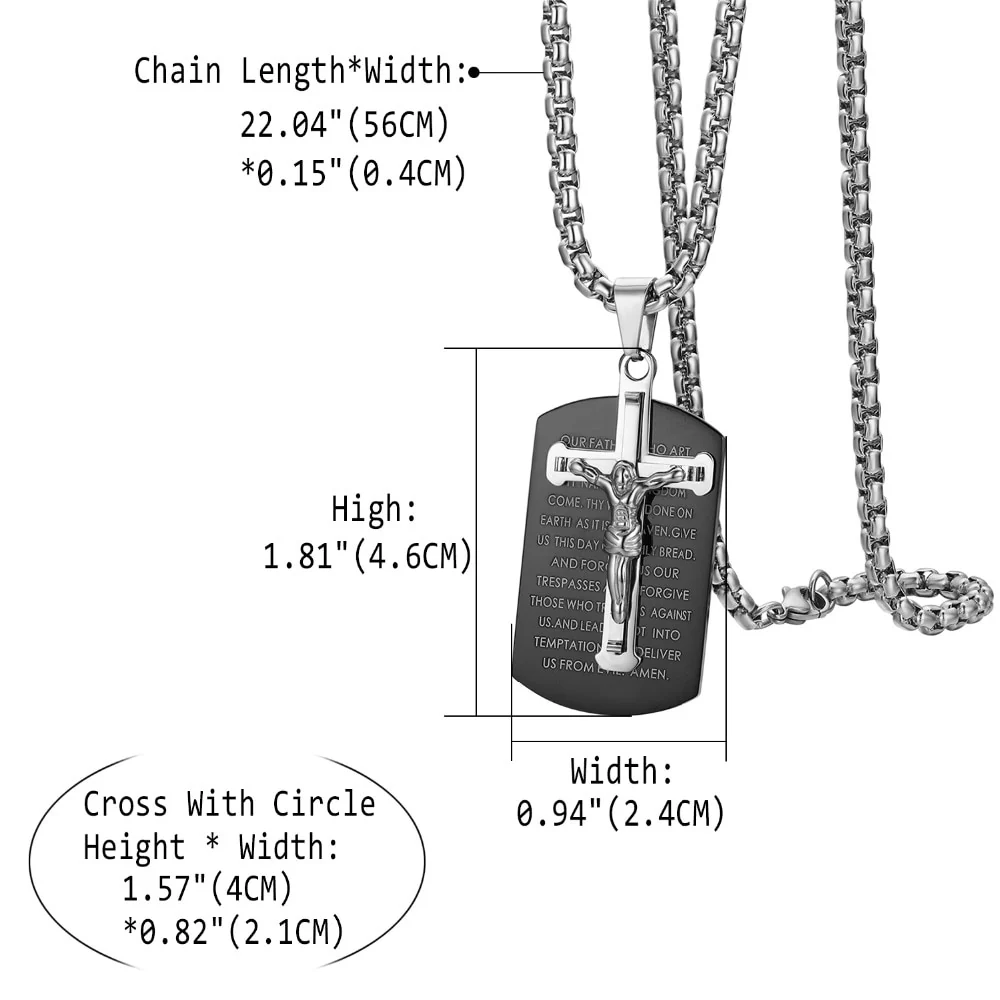 Lord's Prayer Cross Dog Tag Necklace - Image 4