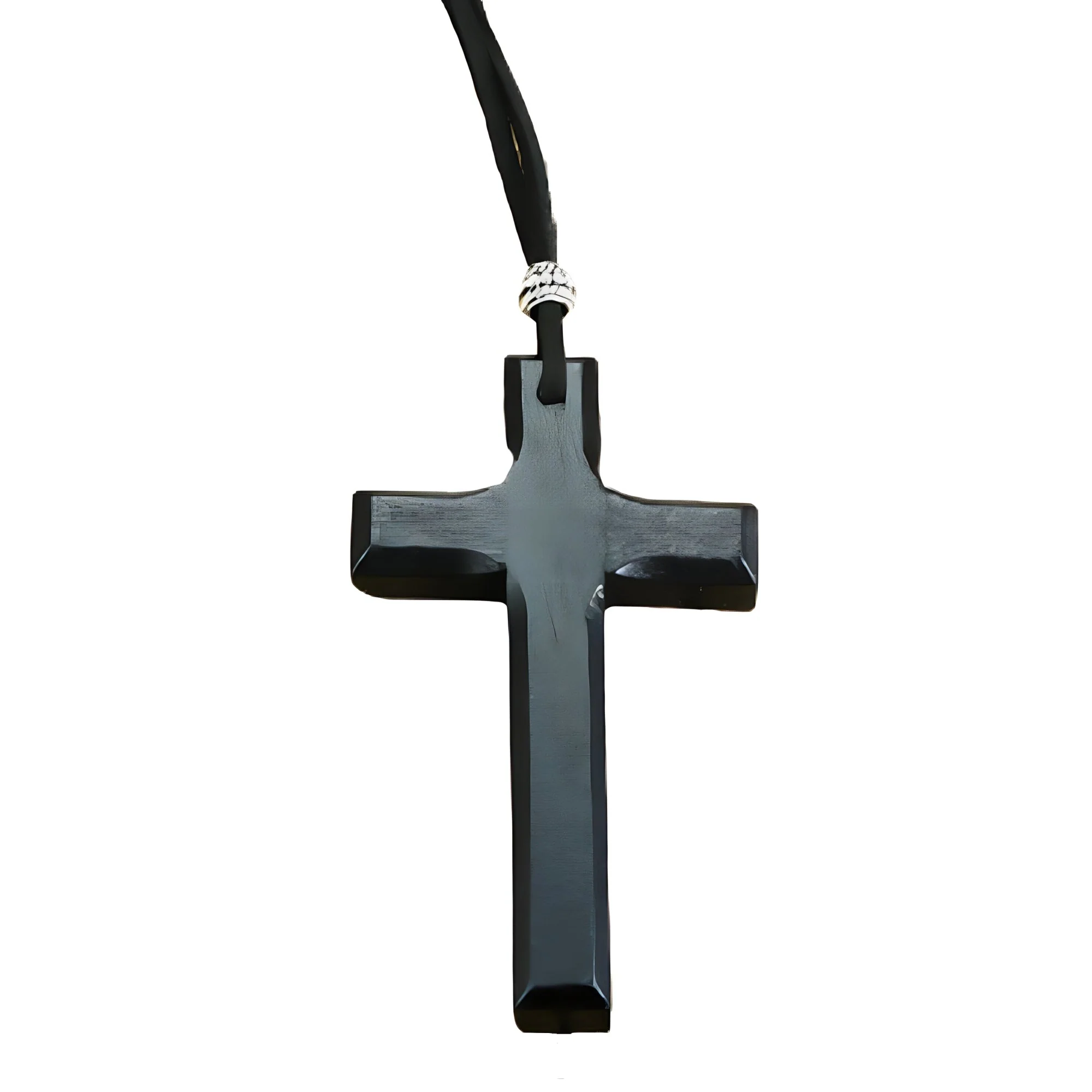 Vintage Wood Cross Leather Necklace - Image 6
