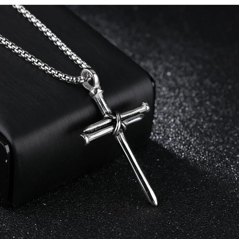 Three Nail Cross Pendant Necklace - Image 3