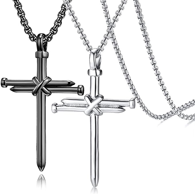 Three Nail Cross Pendant Necklace - Image 5