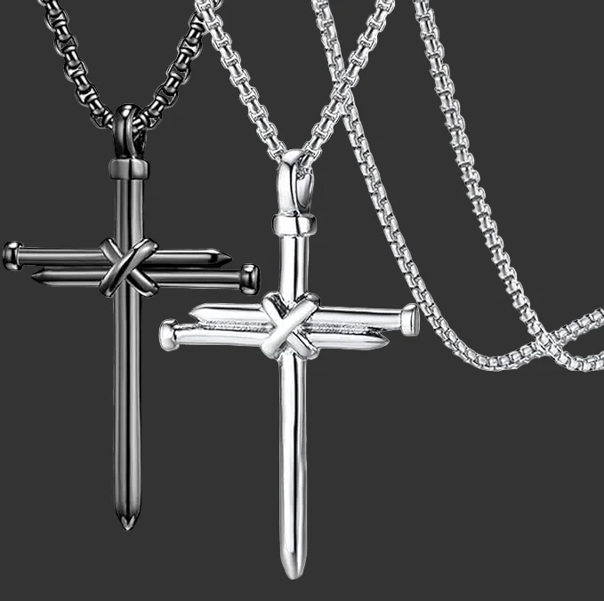 Three Nail Cross Pendant Necklace - Image 6