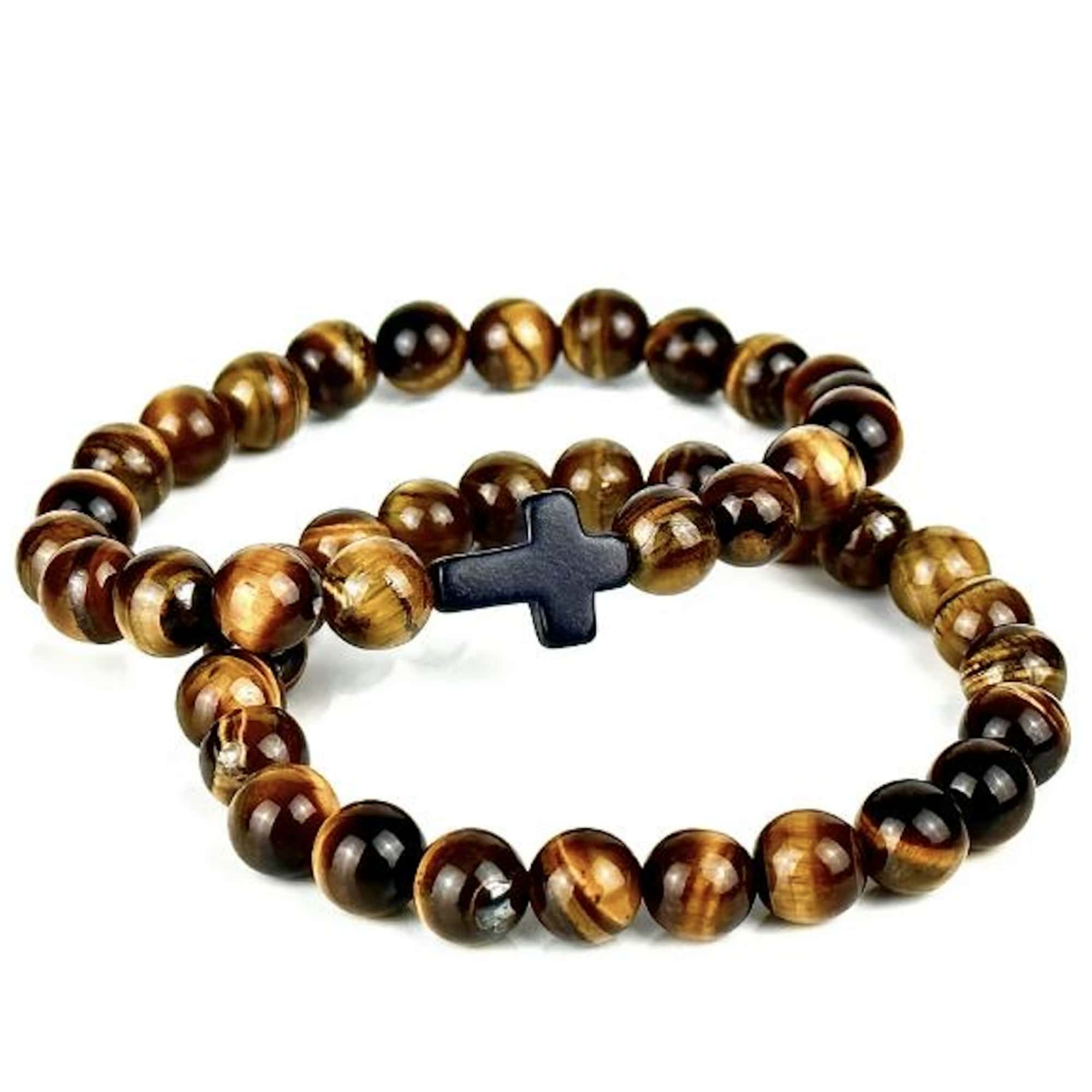 Cross & Tiger Eye Bracelet Set