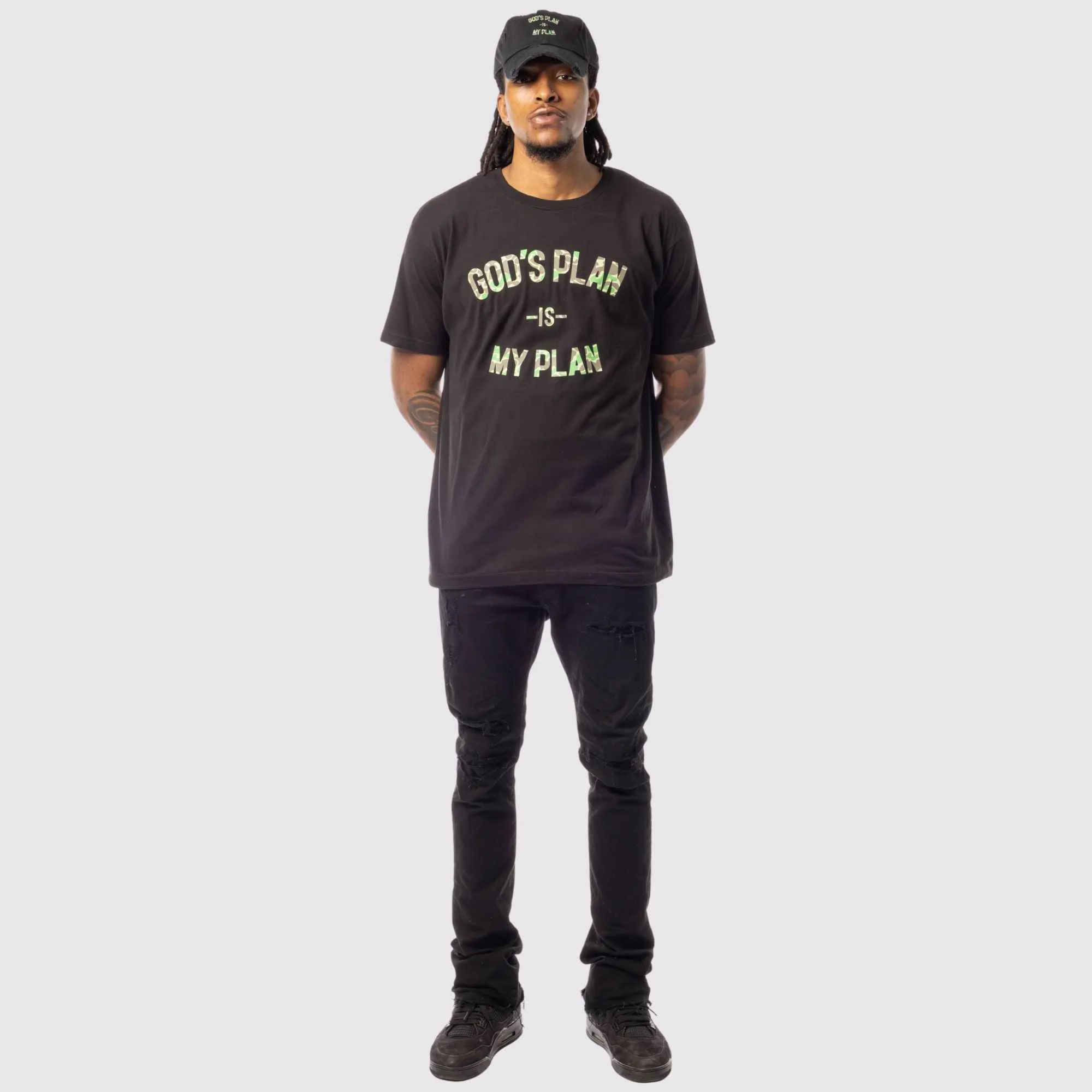 God's Plan My Plan T-Shirt & Hat Bundle Camo - Image 3