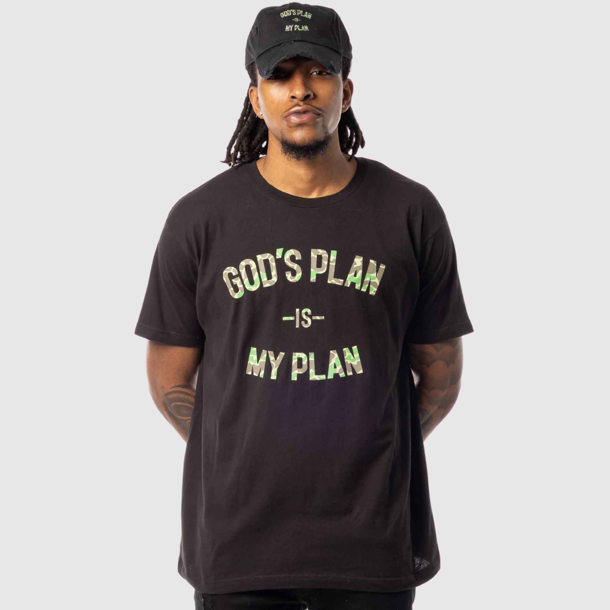 God's Plan My Plan T-Shirt & Hat Bundle Camo - Image 5