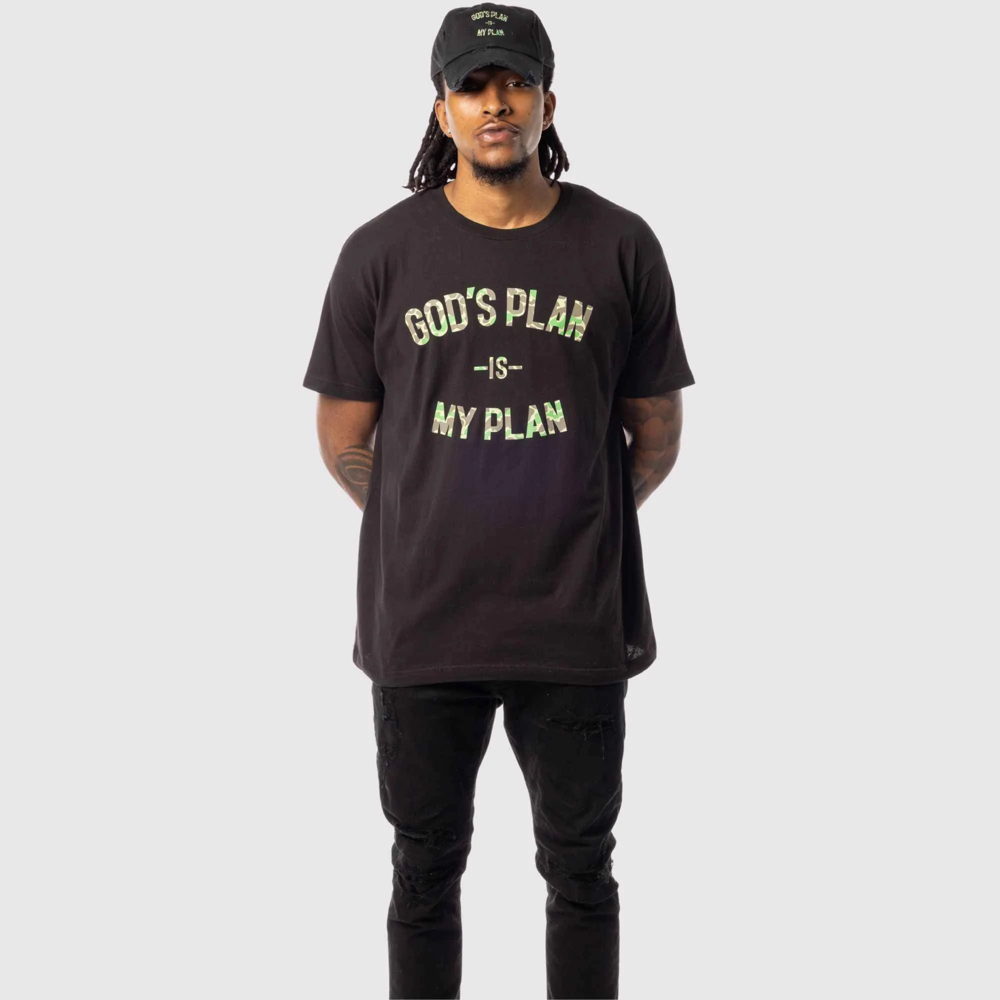 God's Plan My Plan T-Shirt & Hat Bundle Camo - Image 7