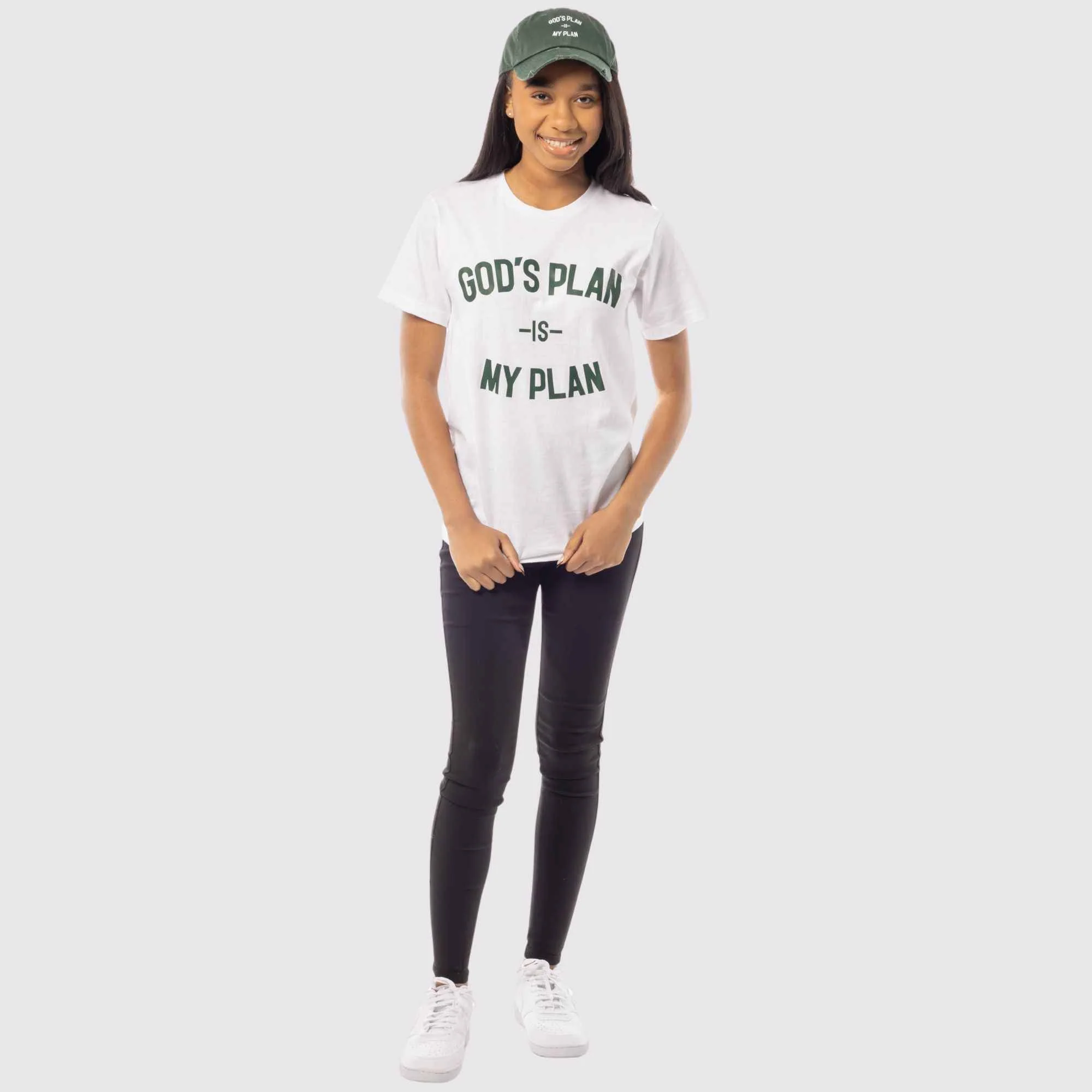 God's Plan My Plan T-Shirt & Hat Bundle Hunter Green - Image 3
