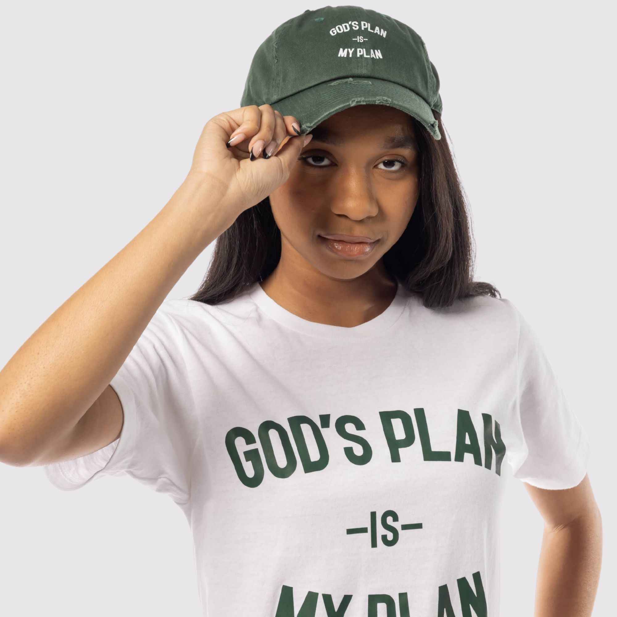 God's Plan My Plan T-Shirt & Hat Bundle Hunter Green - Image 4