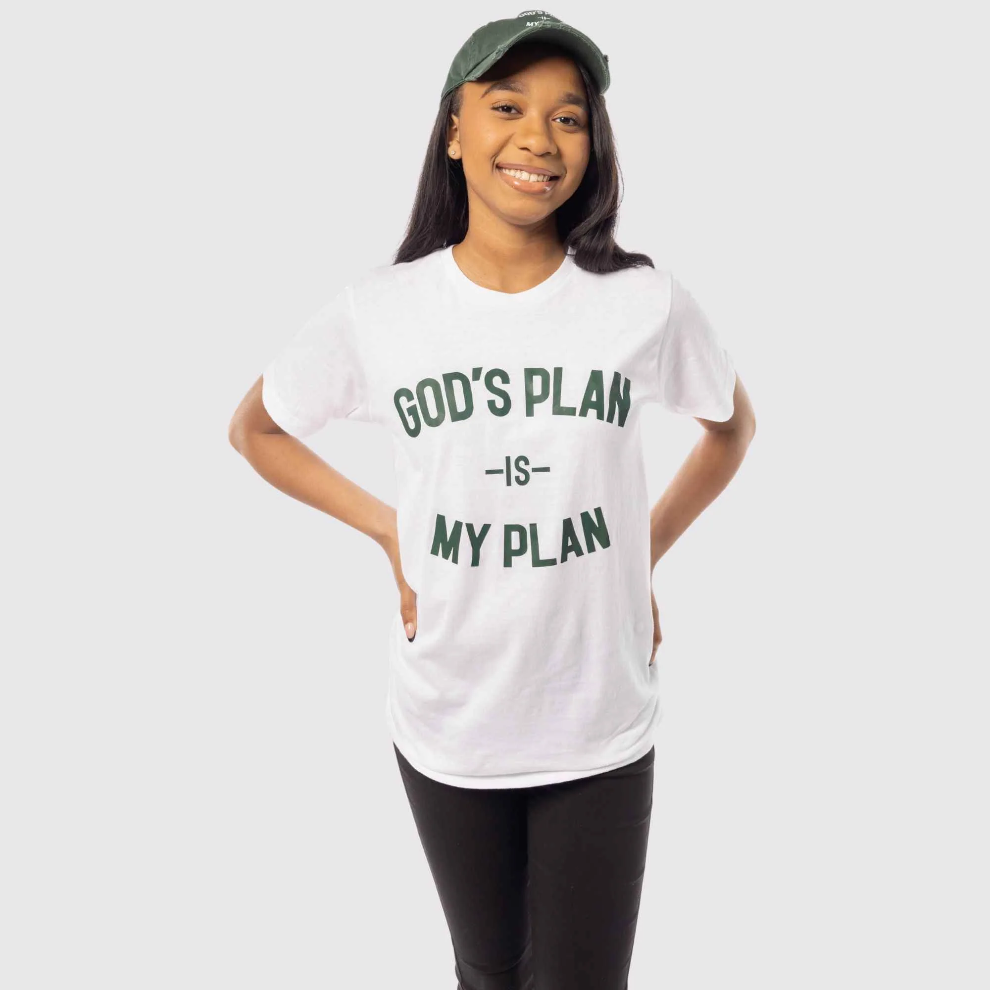 God's Plan My Plan T-Shirt & Hat Bundle Hunter Green - Image 5