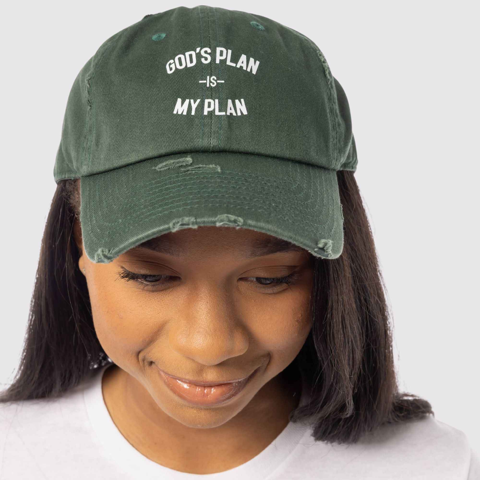 God's Plan My Plan T-Shirt & Hat Bundle Hunter Green - Image 6