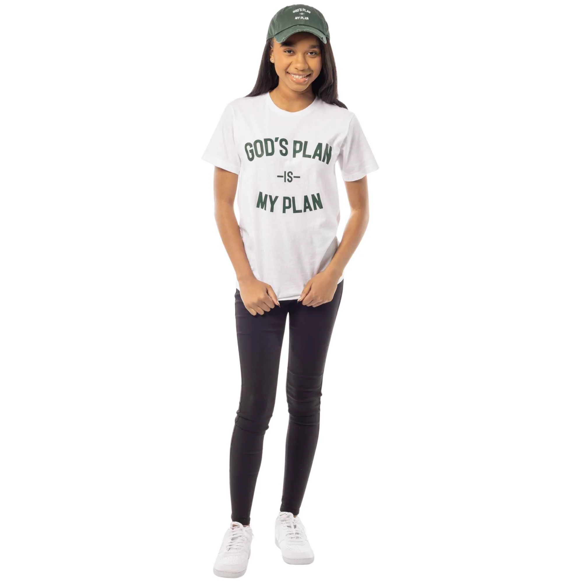 God's Plan My Plan T-Shirt & Hat Bundle Hunter Green - Image 8