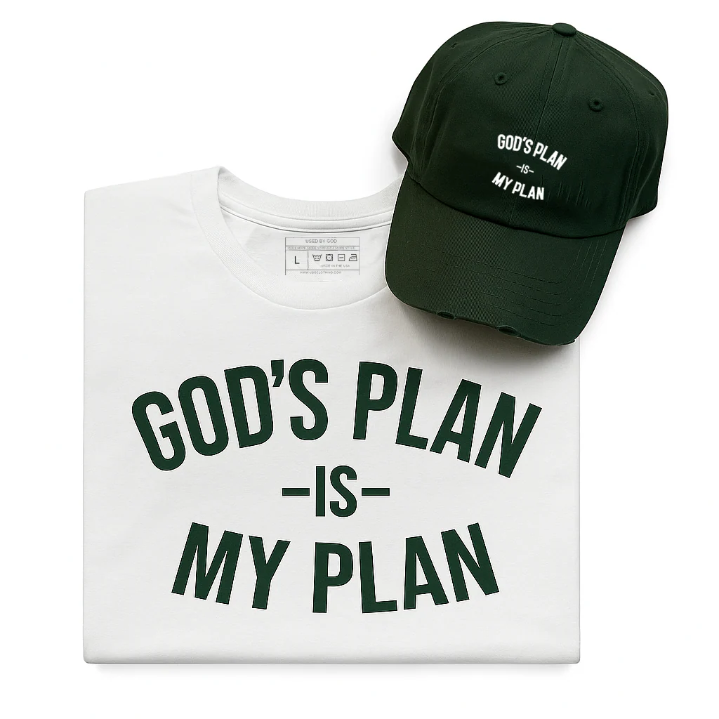 God's Plan My Plan T-Shirt & Hat Bundle Hunter Green - Image 9
