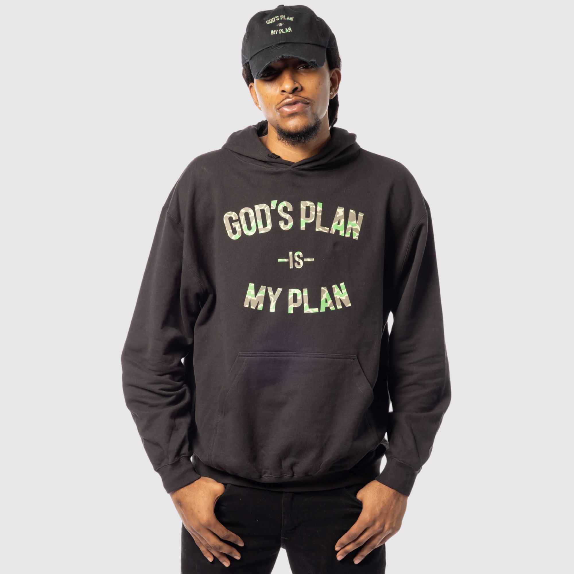 God's Plan My Plan Hoodie & Hat Bundle Camo - Image 3