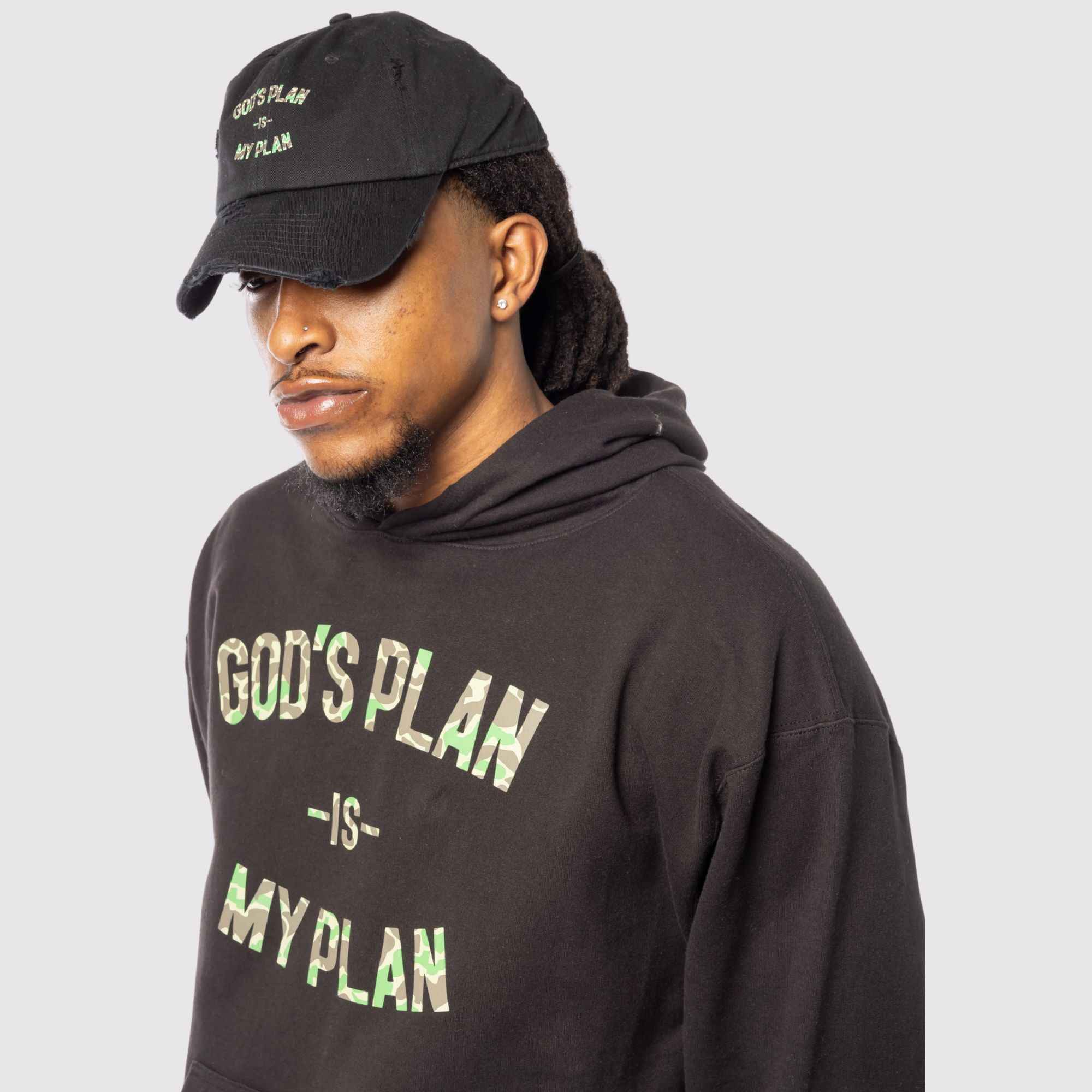 God's Plan My Plan Hoodie & Hat Bundle Camo - Image 4