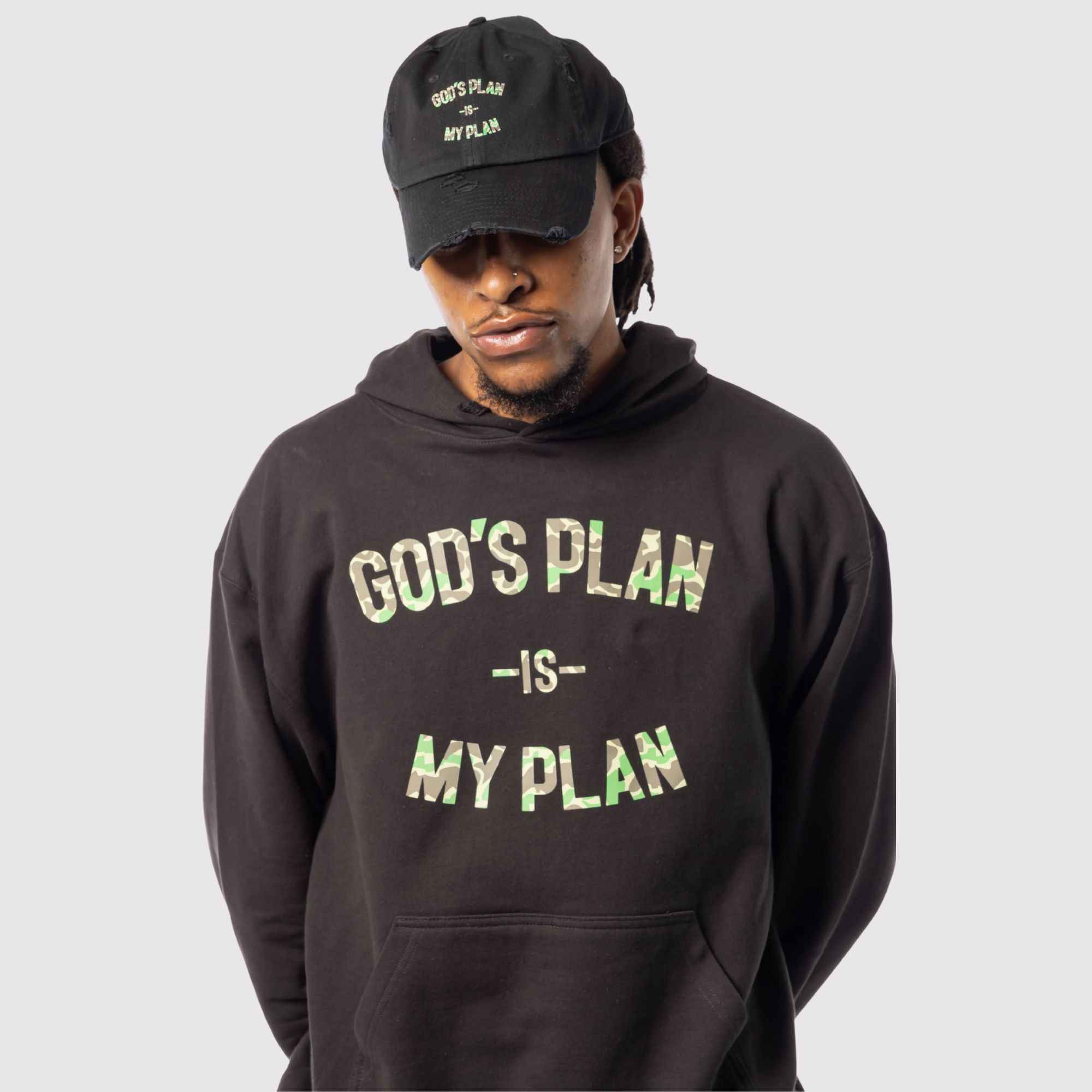 God's Plan My Plan Hoodie & Hat Bundle Camo - Image 5