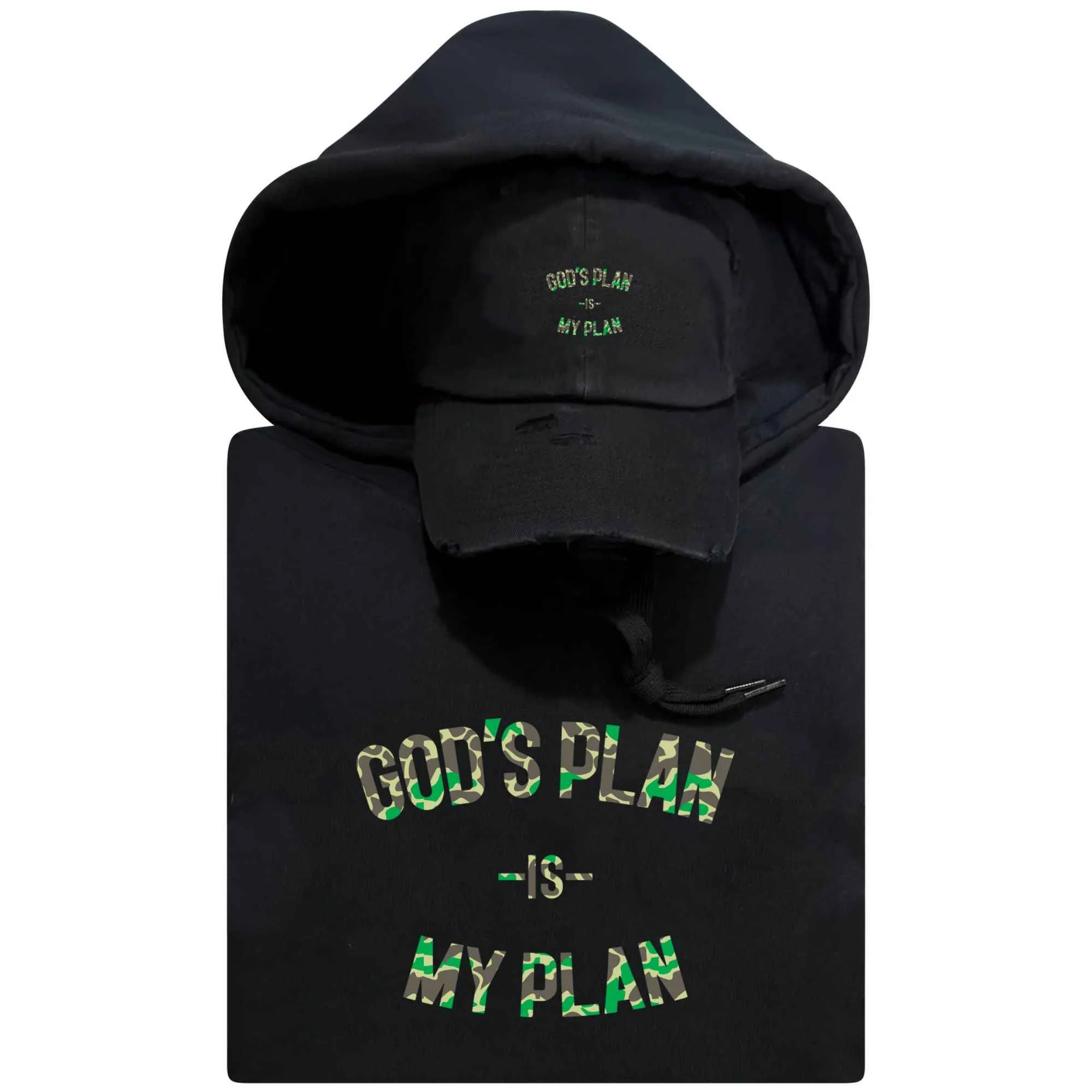 God's Plan My Plan Hoodie & Hat Bundle Camo - Image 8