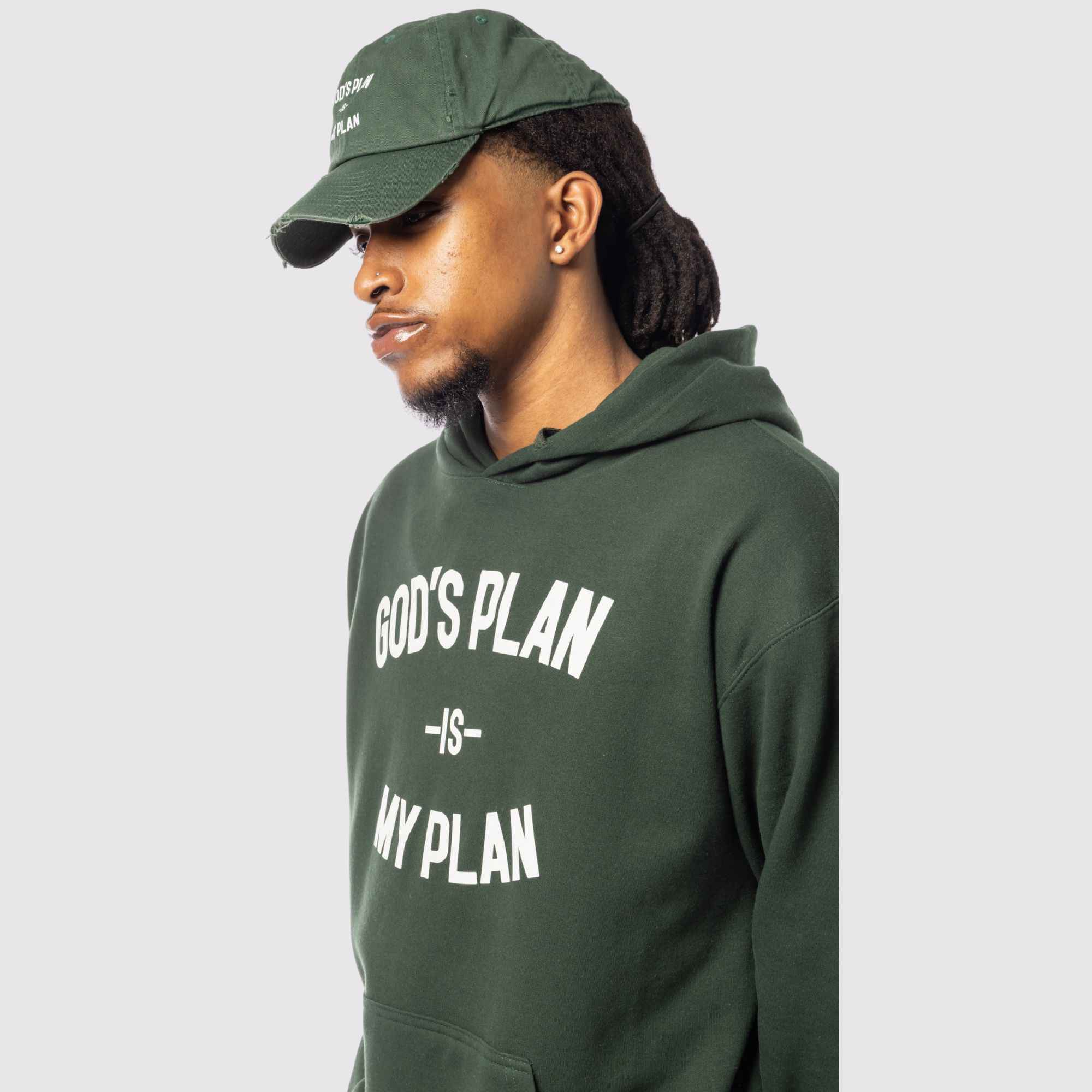 God's Plan My Plan Hoodie & Hat Bundle Emerald - Image 4