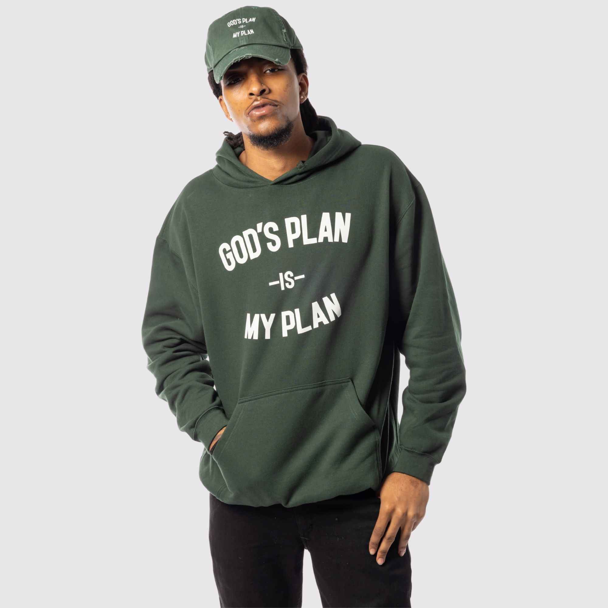 God's Plan My Plan Hoodie & Hat Bundle Emerald - Image 6