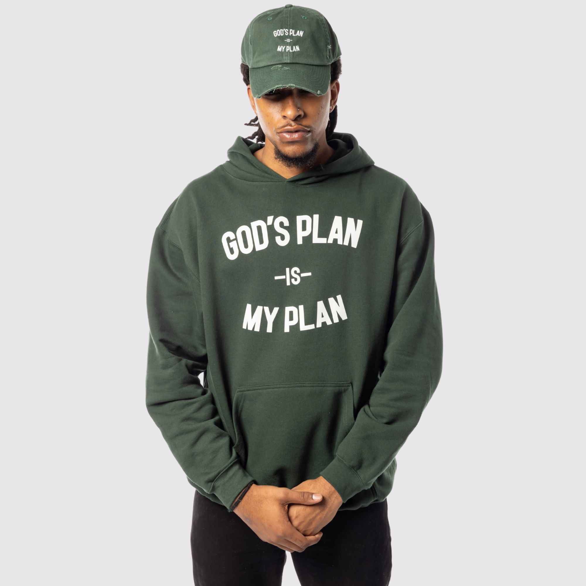 God's Plan My Plan Hoodie & Hat Bundle Emerald - Image 7