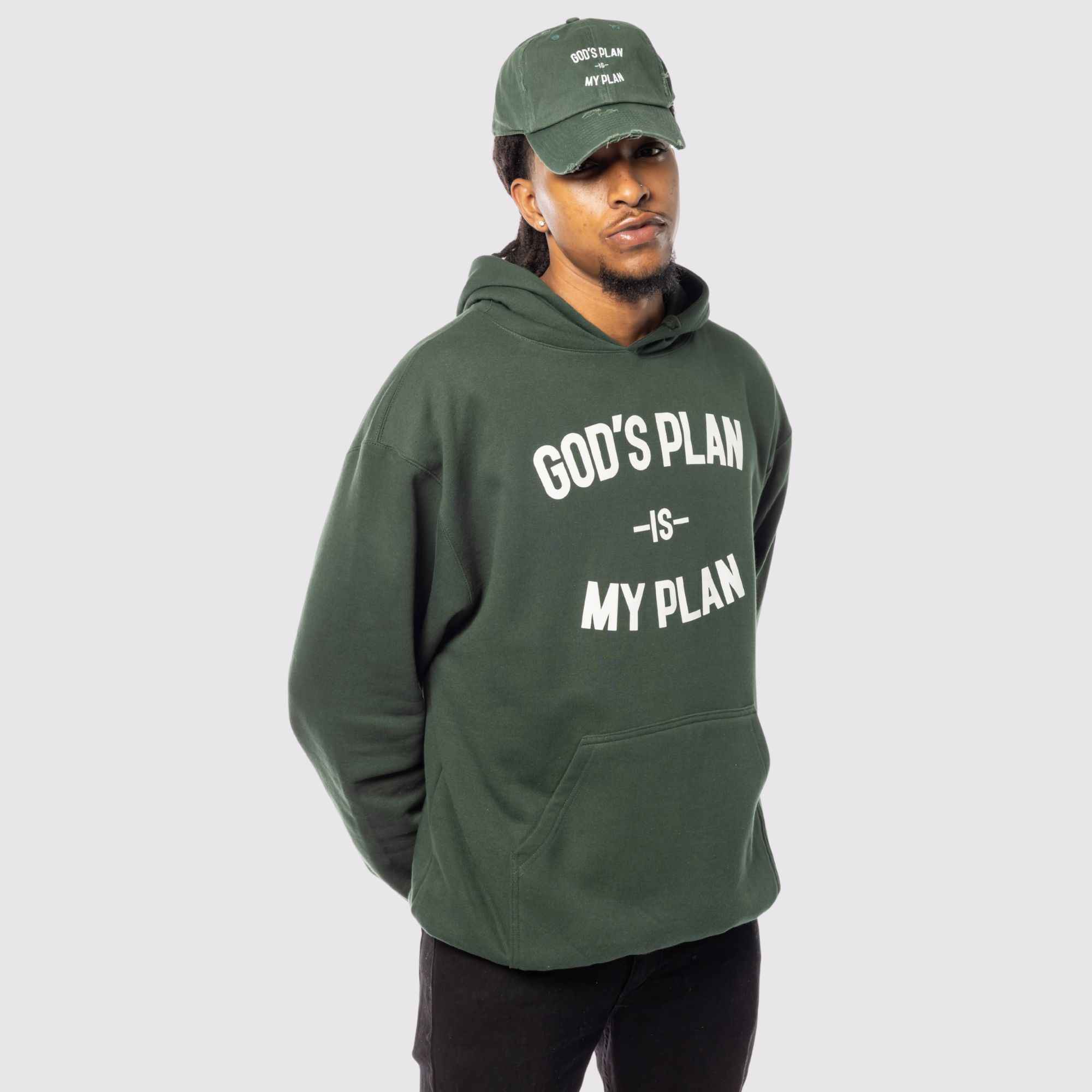 God's Plan My Plan Hoodie & Hat Bundle Emerald - Image 8