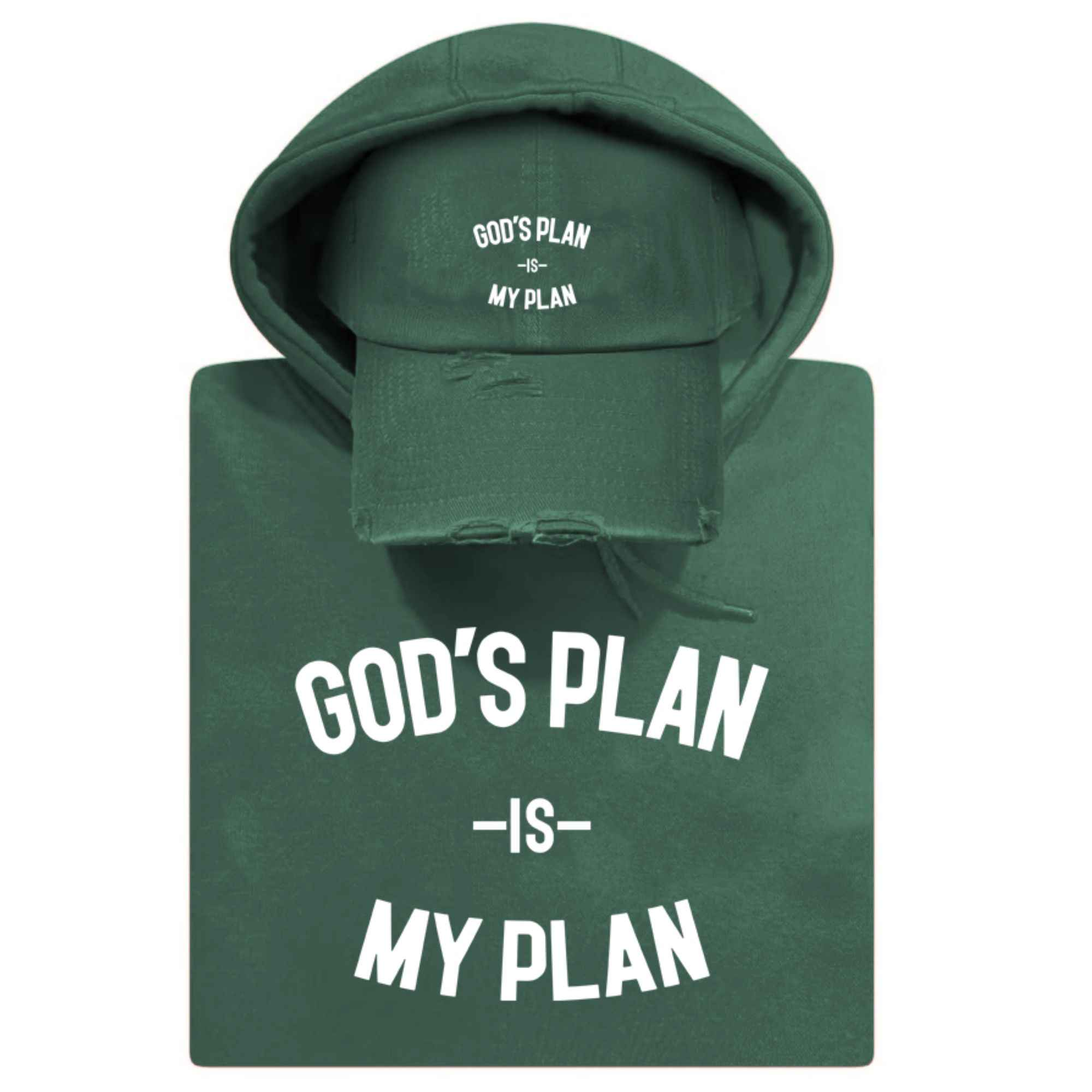 God's Plan My Plan Hoodie & Hat Bundle Emerald - Image 9
