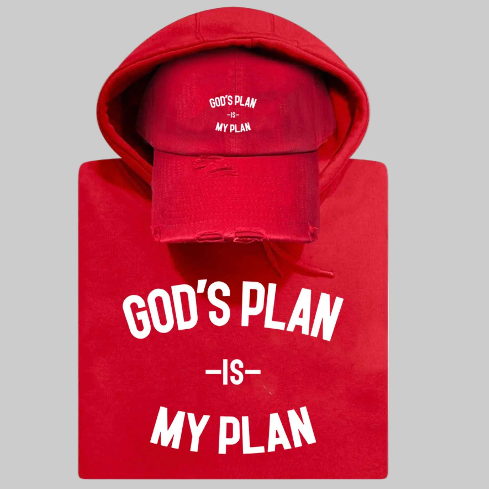 God's Plan My Plan Hoodie & Hat Bundle Fire - Image 9