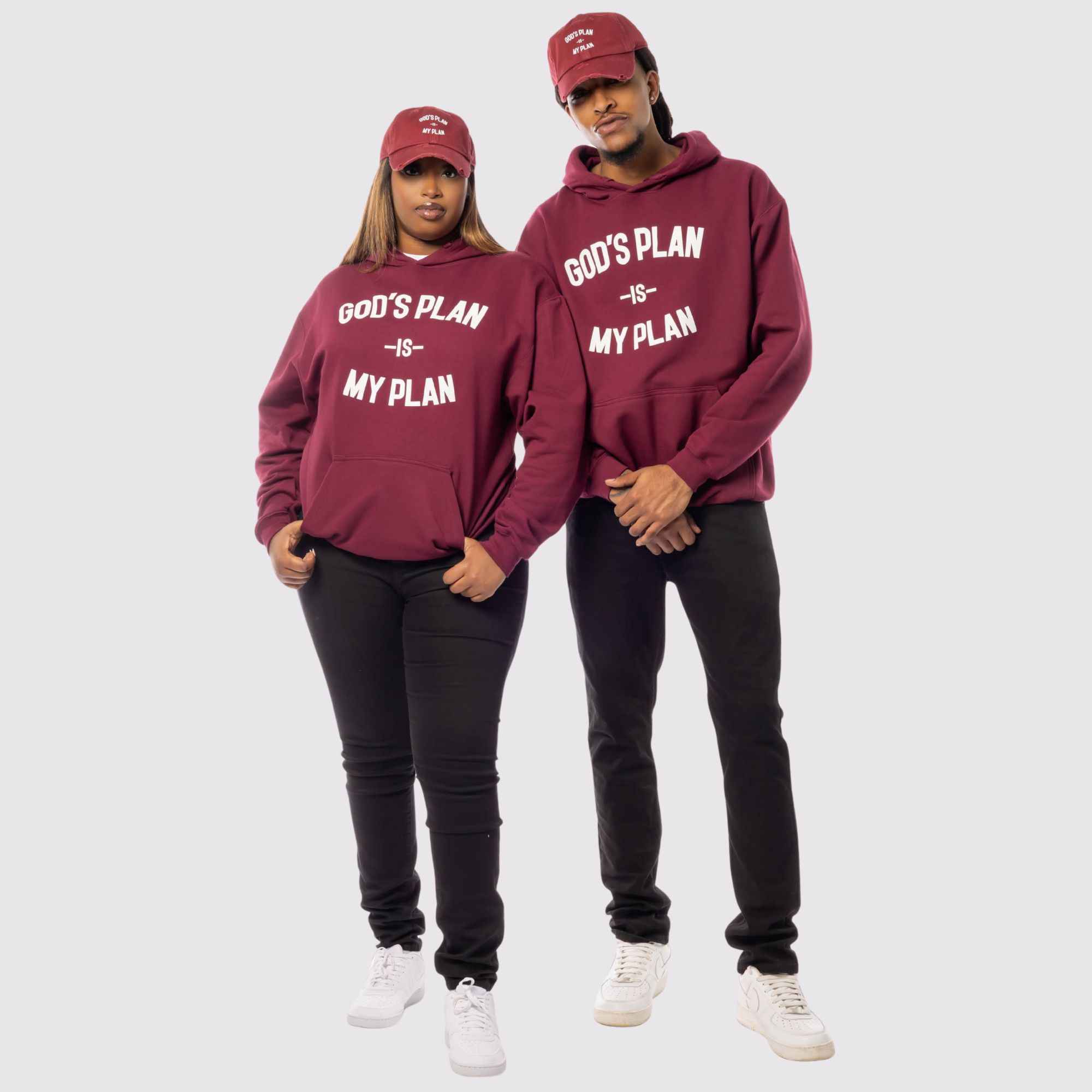 God's Plan My Plan Hoodie & Hat Bundle Maroon - Image 6