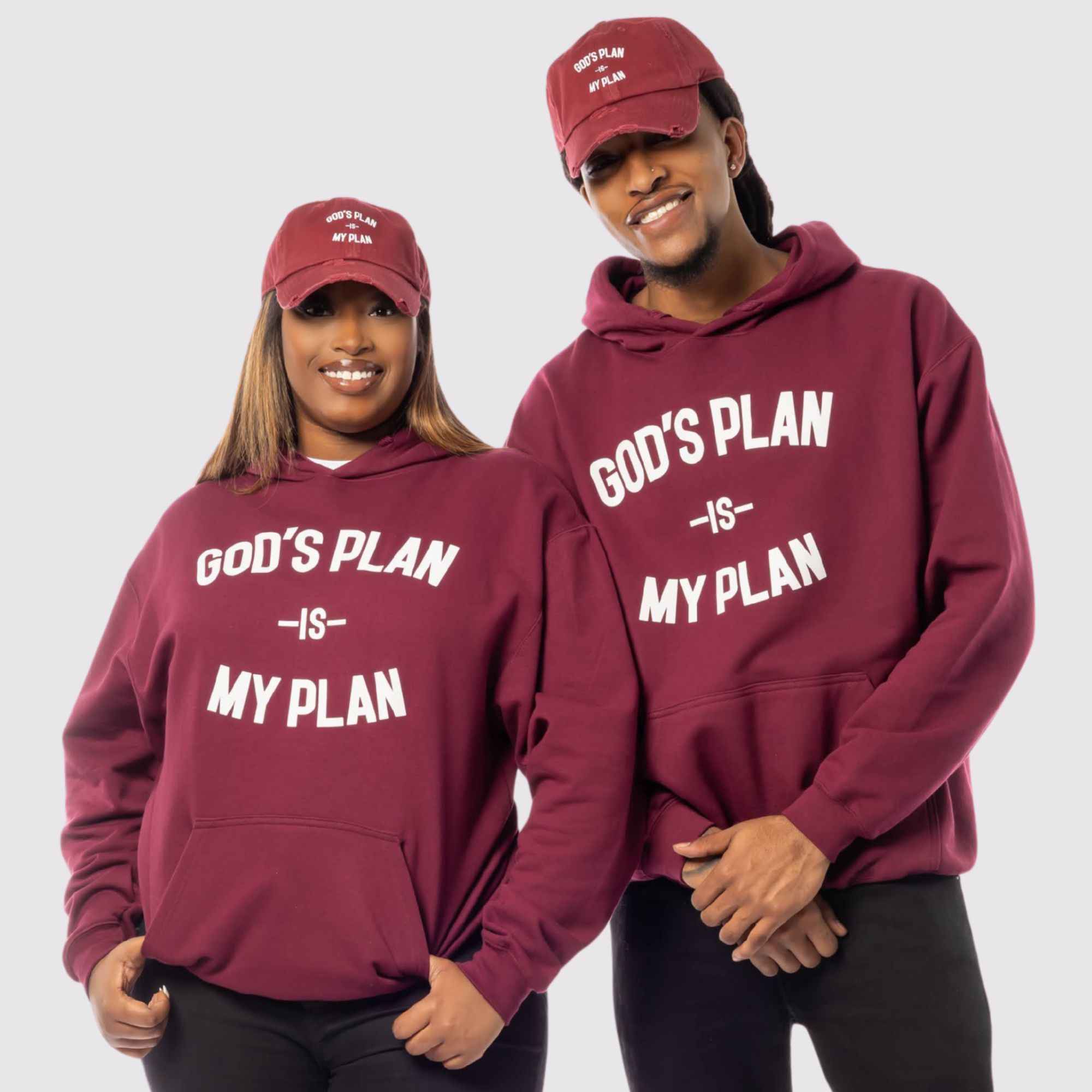God's Plan My Plan Hoodie & Hat Bundle Maroon - Image 7