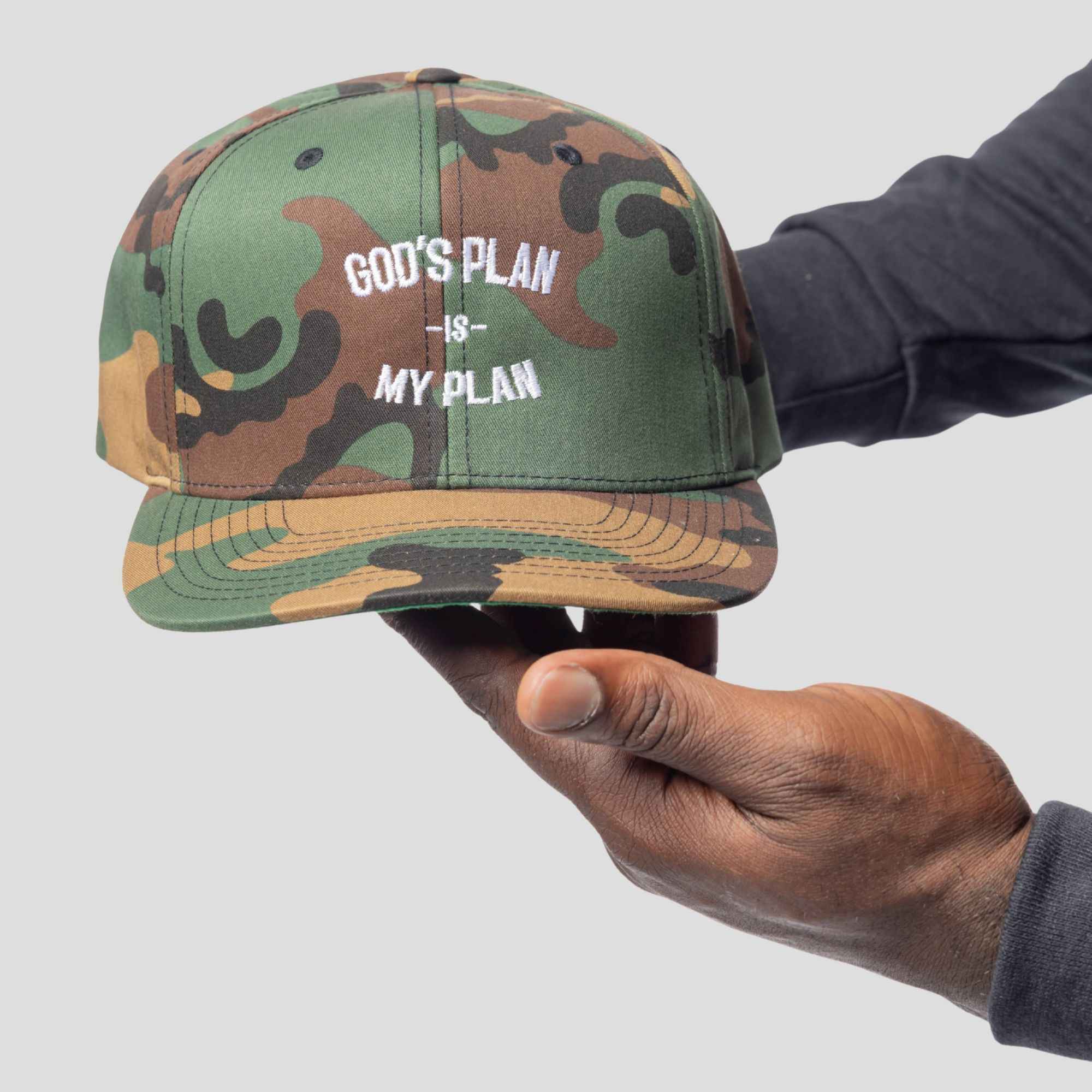 God's Plan My Plan Camo Snapback Hat (White) - Image 4