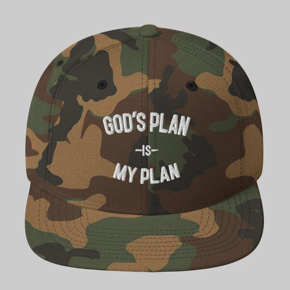 God's Plan My Plan Camo Snapback Hat (White) - Image 6