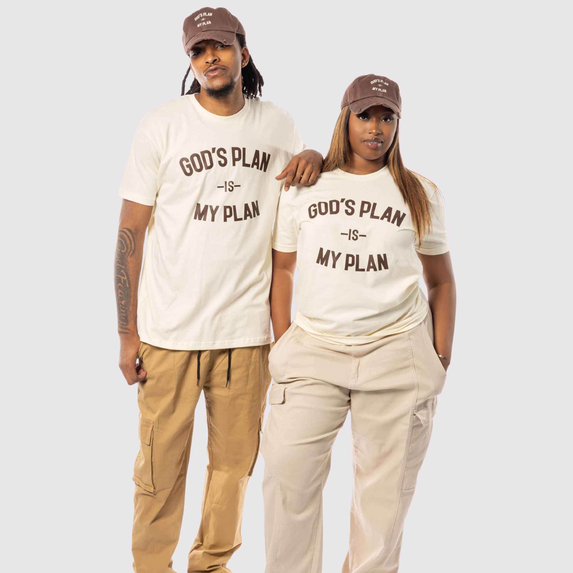 God's Plan My Plan T-Shirt & Hat Bundle Brown - Image 6