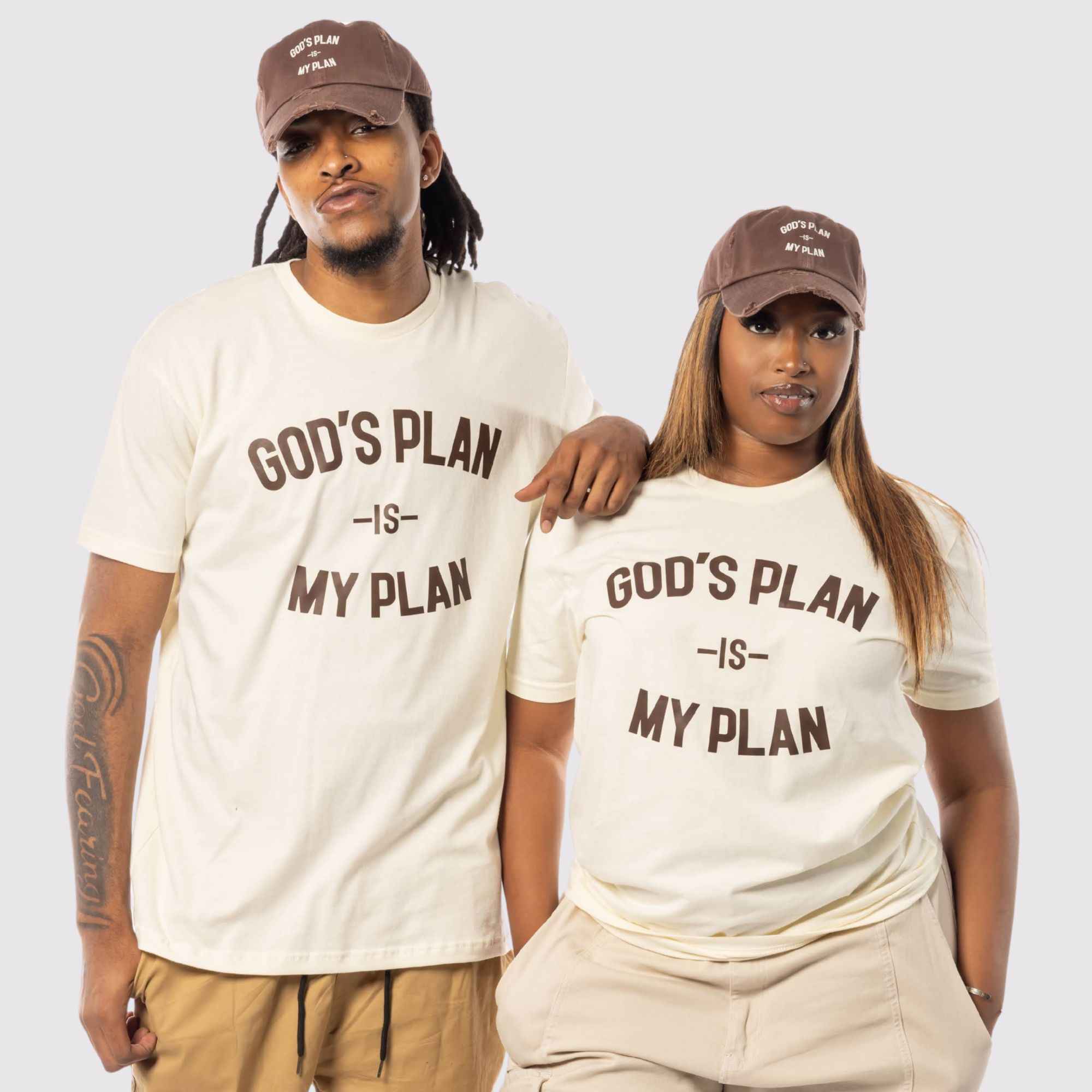 God's Plan My Plan T-Shirt & Hat Bundle Brown - Image 8