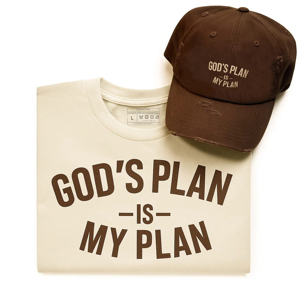 God's Plan My Plan T-Shirt & Hat Bundle Brown - Image 9