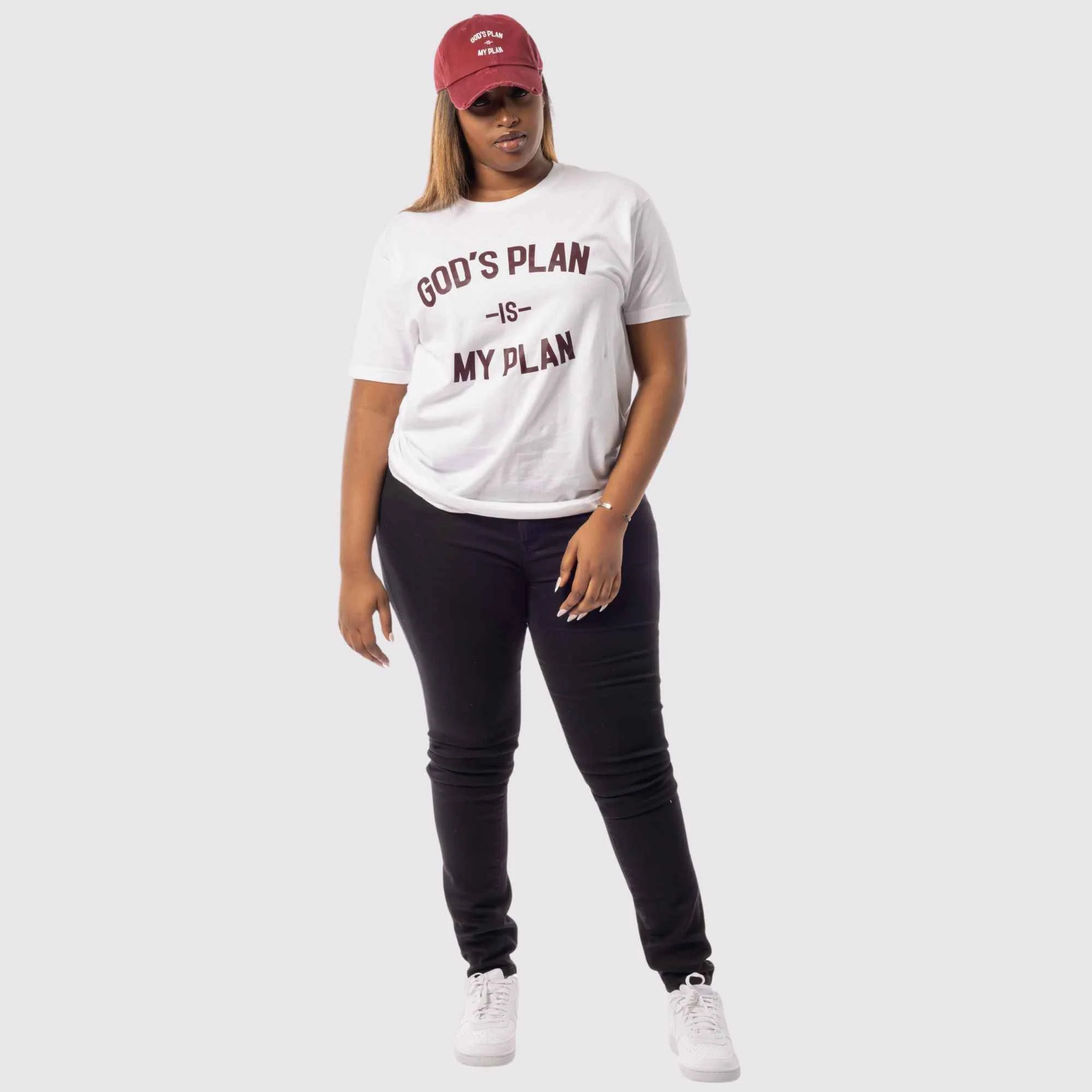 God's Plan My Plan T-Shirt & Hat Bundle Maroon - Image 3