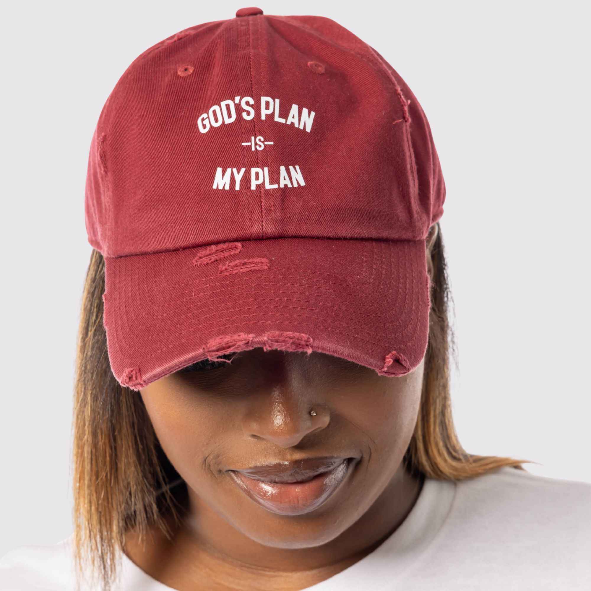 God's Plan My Plan T-Shirt & Hat Bundle Maroon - Image 4