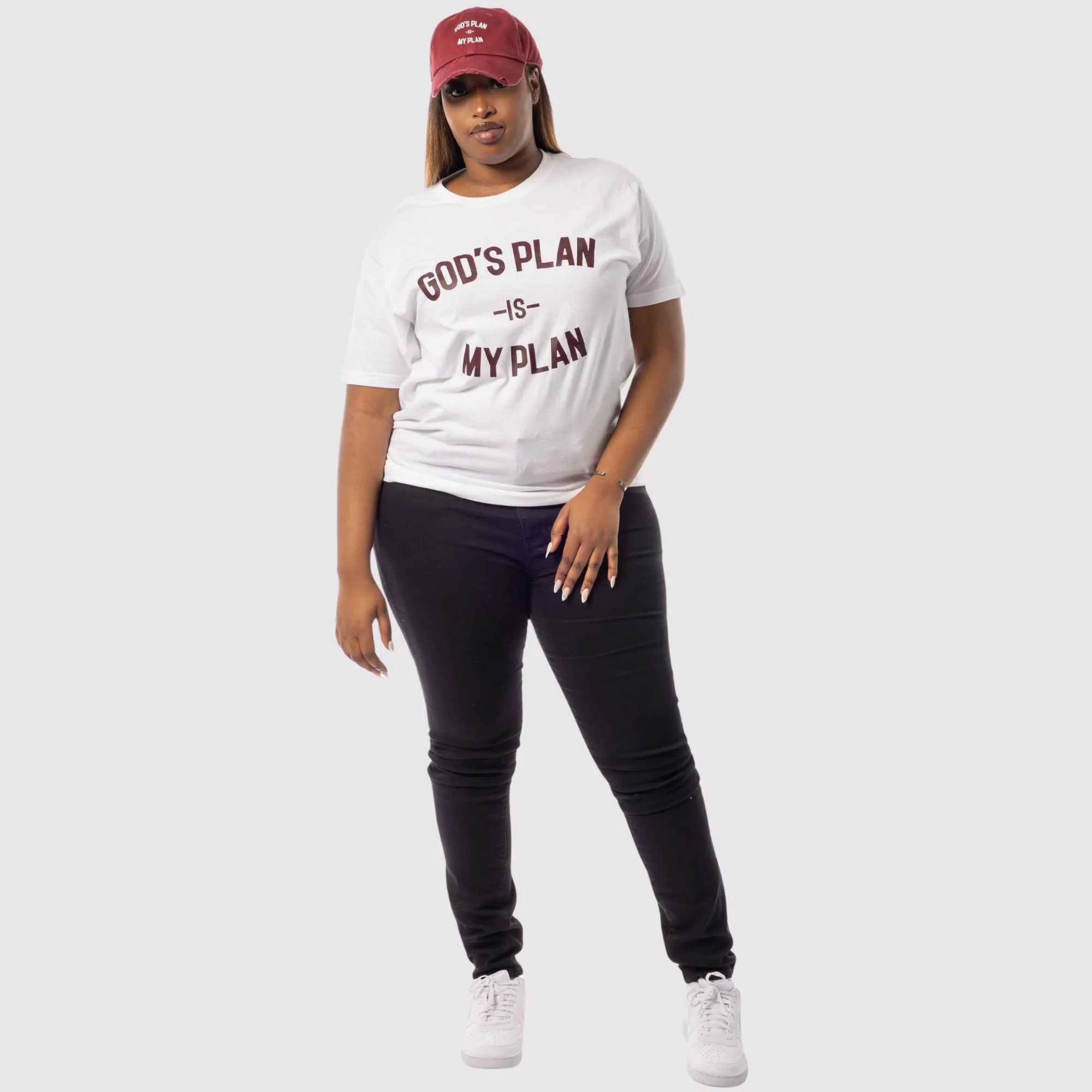 God's Plan My Plan T-Shirt & Hat Bundle Maroon - Image 5