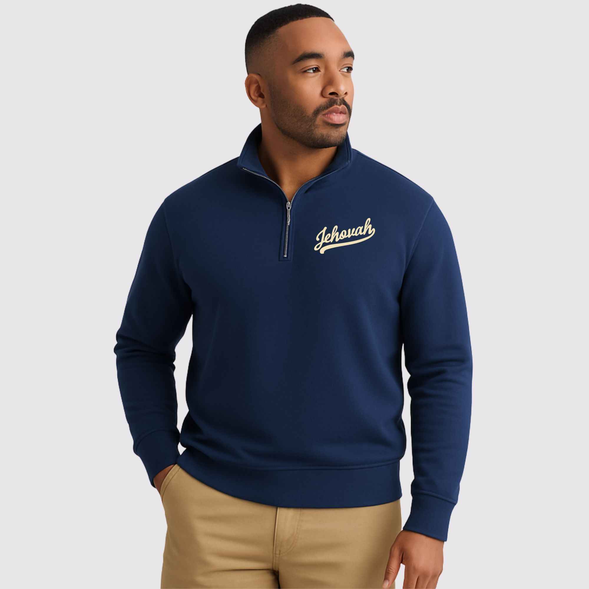 Jehovah Navy Quarter Zip Pullover - Image 3