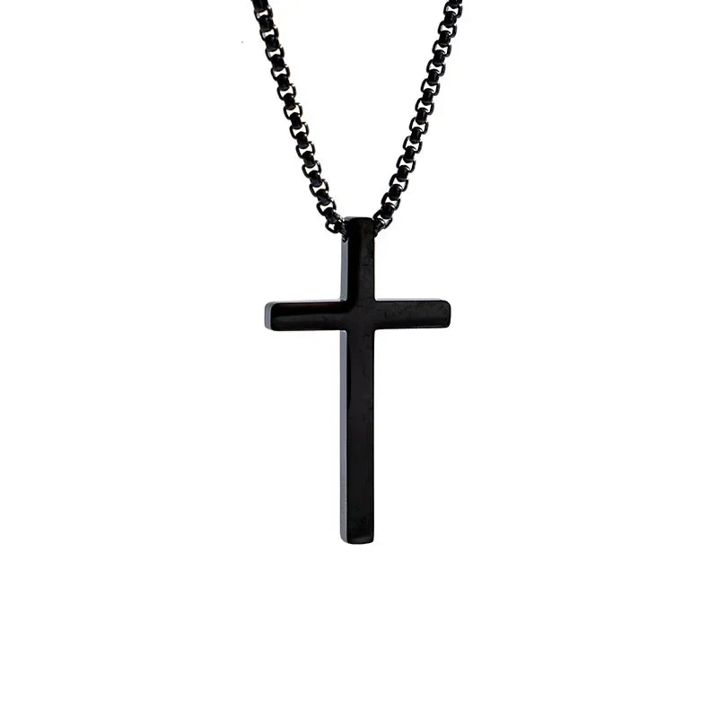 Minimalist Cross Necklace (Black) - Image 2