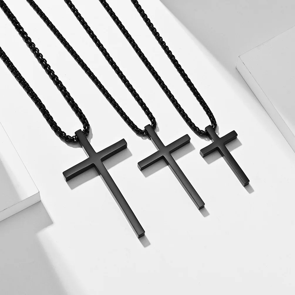Minimalist Cross Necklace (Black) - Image 3