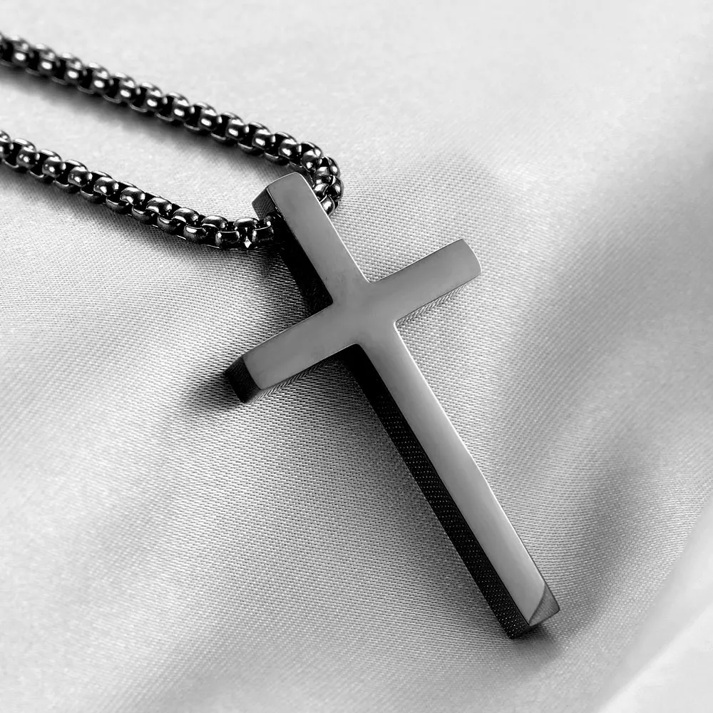Minimalist Cross Necklace (Black) - Image 4
