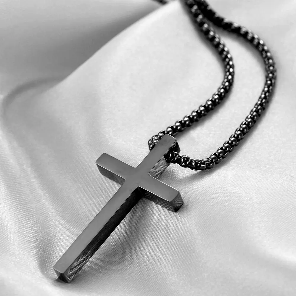 Minimalist Cross Necklace (Black) - Image 5