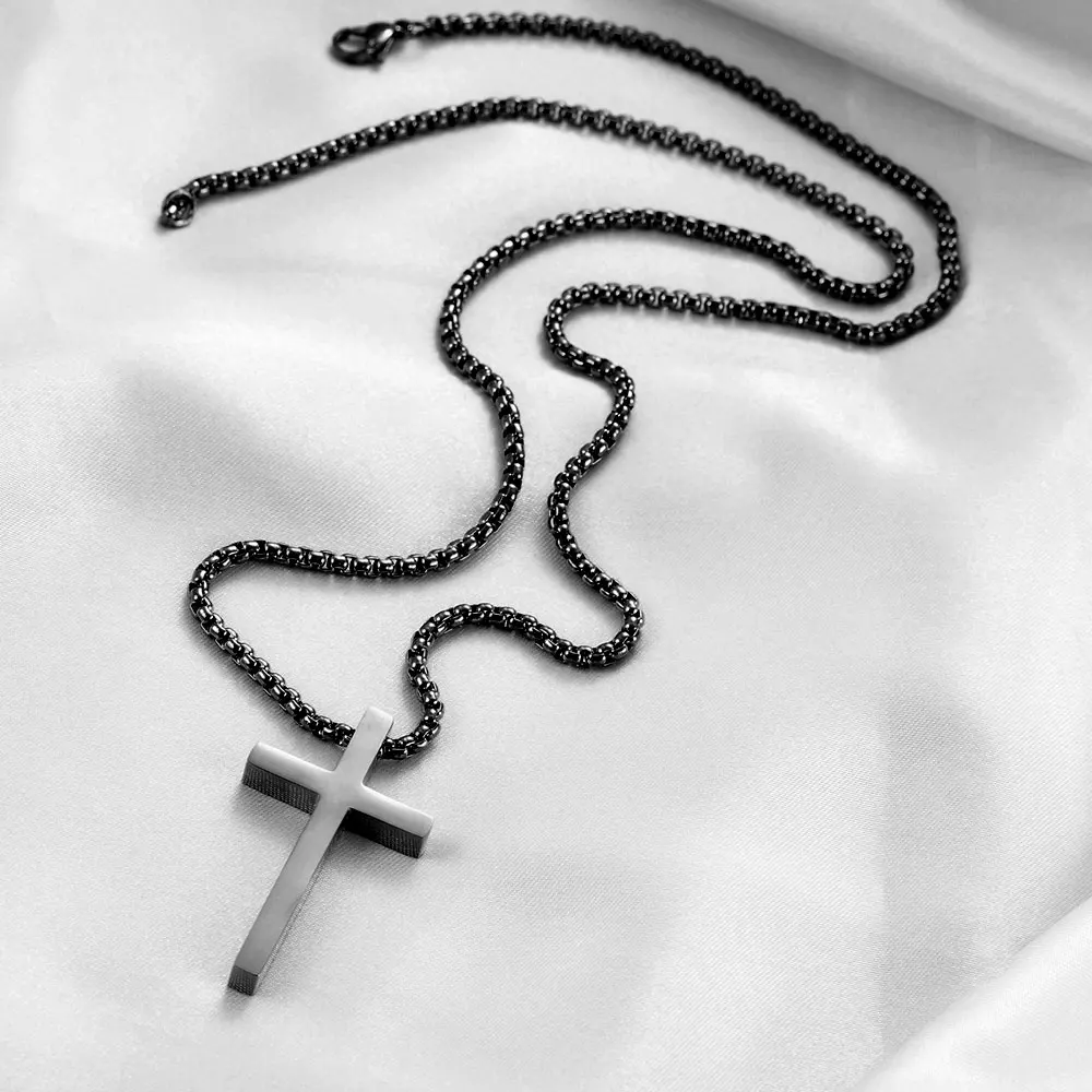 Minimalist Cross Necklace (Black) - Image 6