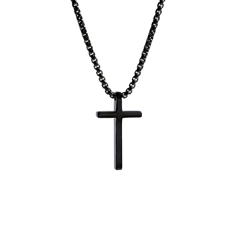Minimalist Cross Necklace (Black) - Image 7