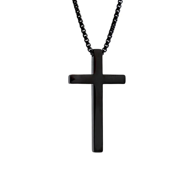 Minimalist Cross Necklace (Black) - Image 8