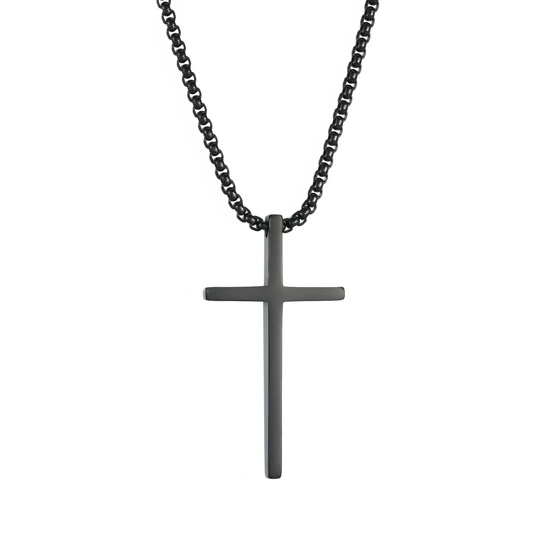 Minimalist Cross Necklace (Black) - Image 9