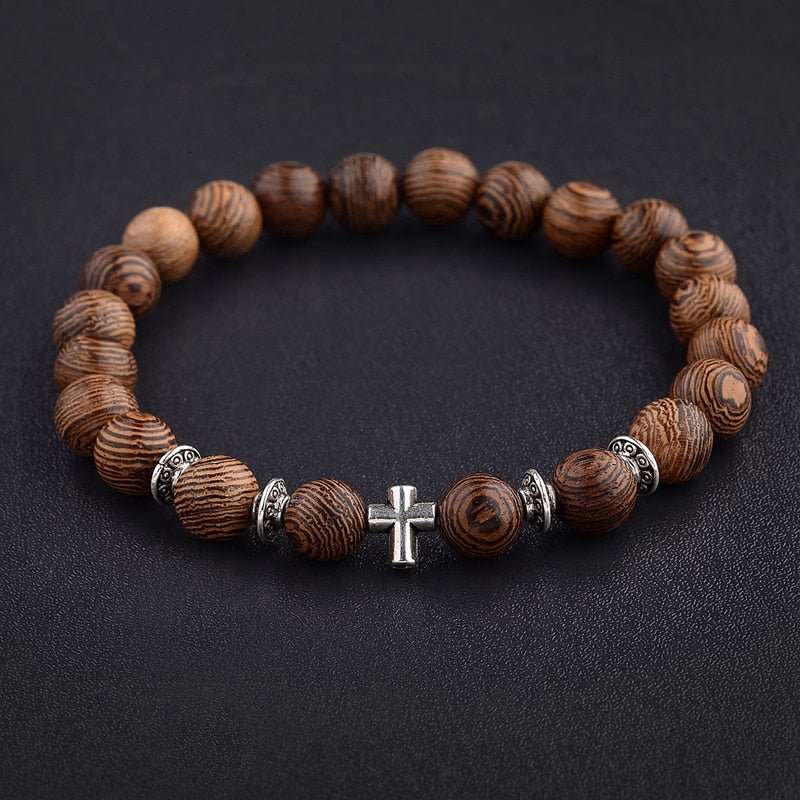 Silver Cross Prayer Bead Bracelet - Image 4