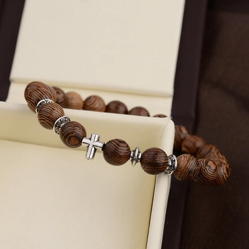 Silver Cross Prayer Bead Bracelet - Image 5