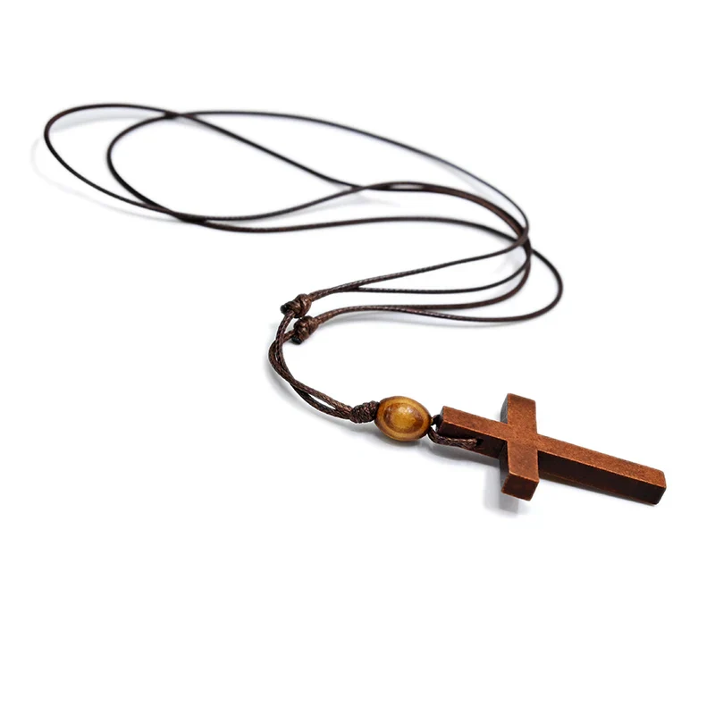 Natural Wood Cross Necklace - Image 2