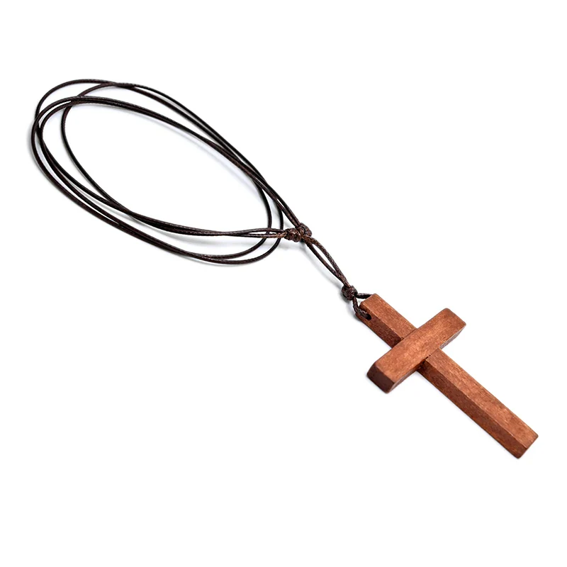 Natural Wood Cross Necklace - Image 3
