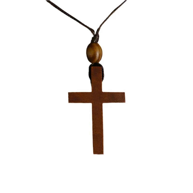 Natural Wood Cross Necklace - Image 4