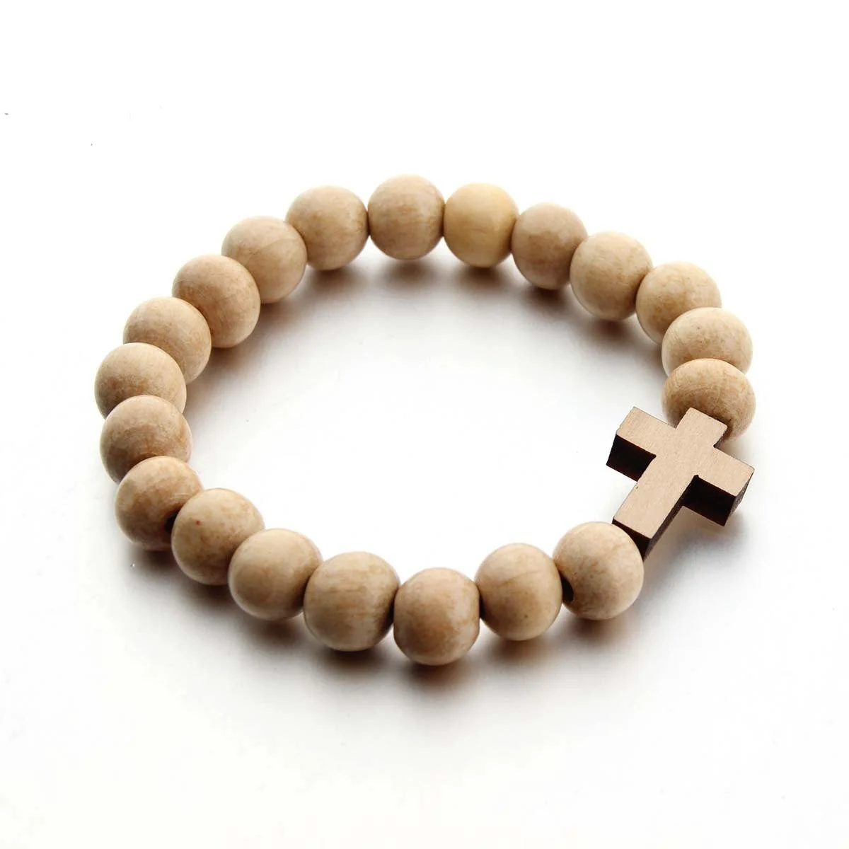 Natural Wooden Cross Pendant Necklace Bracelet - Image 3